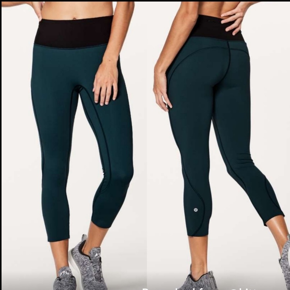 lululemon Teal and Black Leggings size 8